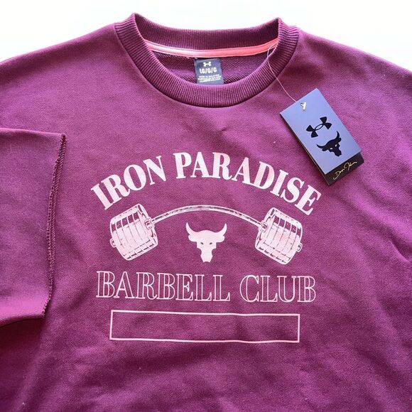 Under Armour Project Rock Sweatshirt Iron Paradise Barbell Club 1373571 Men's‎ L - Picture 1 of 4